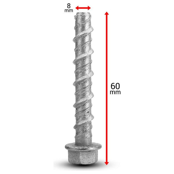 Screw Bolt - Galvanised - 8 x 60mm