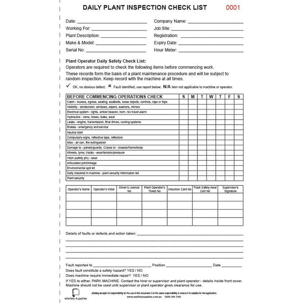 Daily Plant Checklist Books