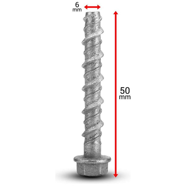 Screw Bolt - Galvanised - 6 x 50mm