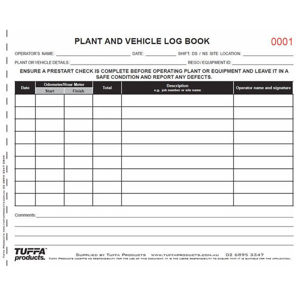 Plant & Vehicle Logbook