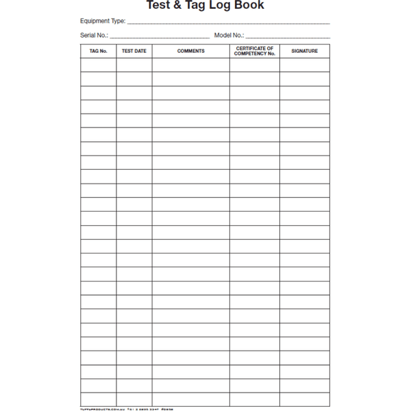 Test and Tag Logbook