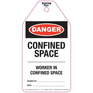 Danger Worker In Confined Space Tags (packs of 100) 1.05 kg