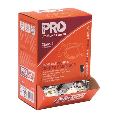 Pro-Bullet PU Earplugs Corded - Box of 100